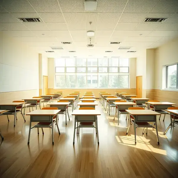 学校教室のビニール床材施工